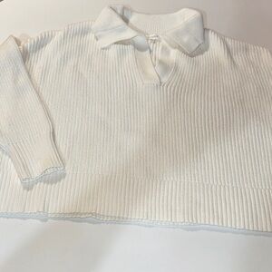 Elegant White Haven Well Within Cowl Neck Crop Sweater